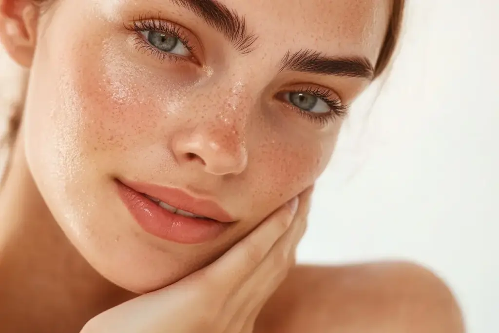 Woman with glowing skin after Morpheus8 treatment for early signs of aging